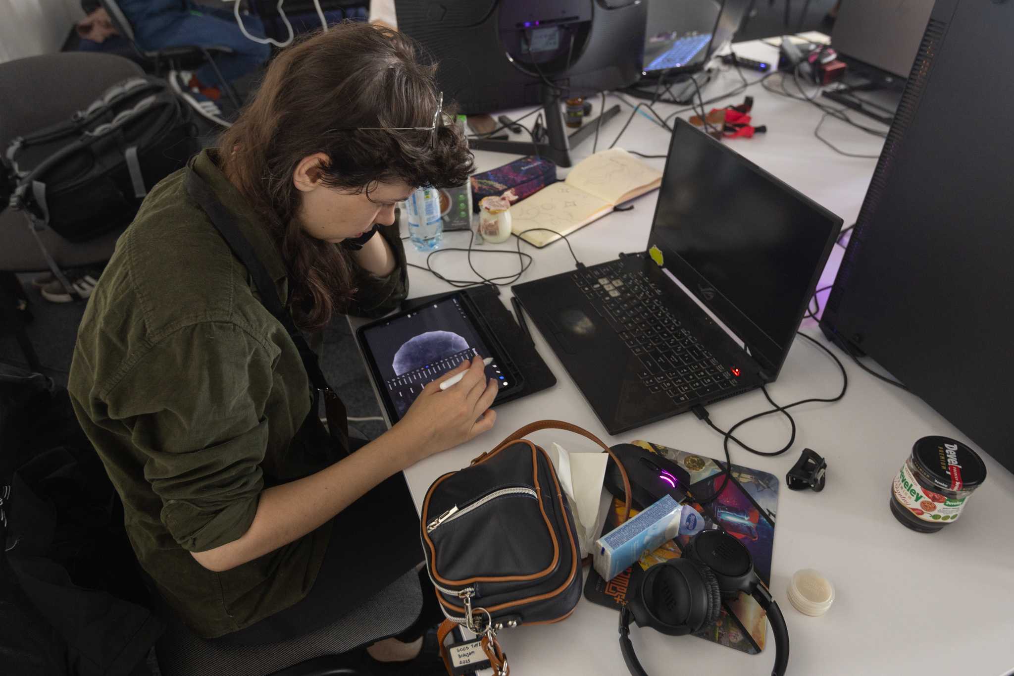 Participants working on their games